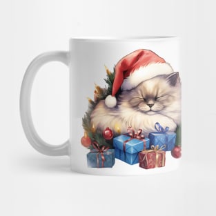 Lazy Ragdoll Cat At Christmas Mug